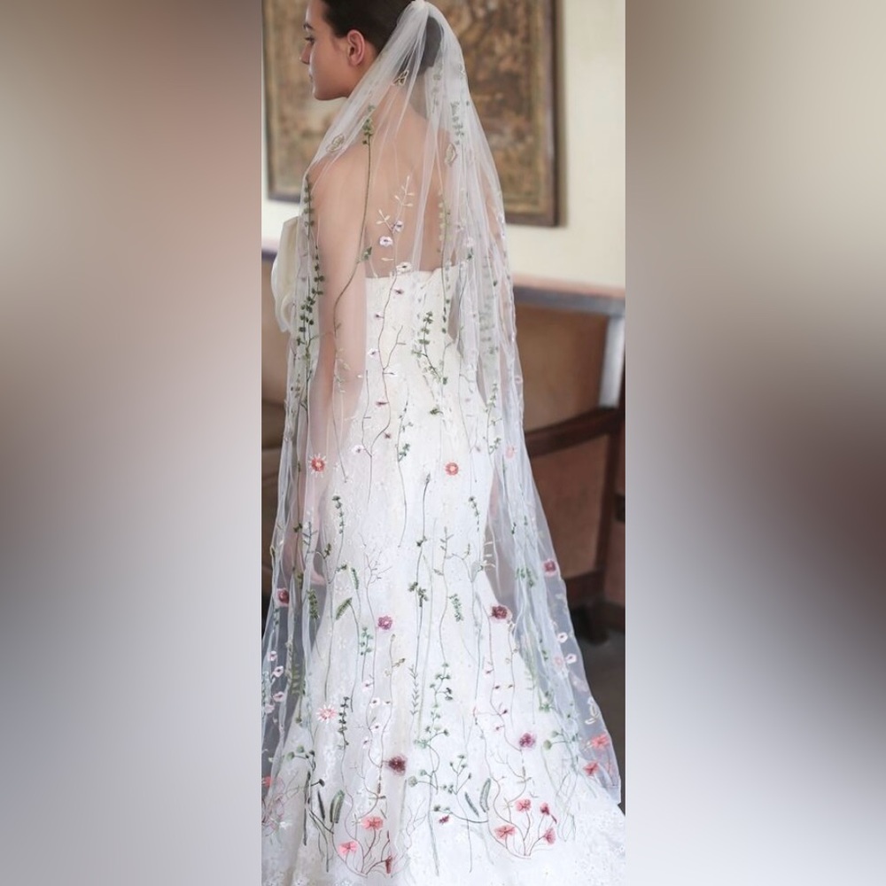 Embroidered wedding veil
